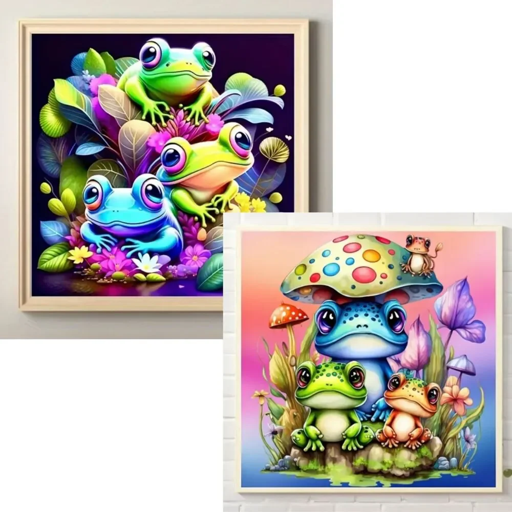 Set of 2 Frog Diamond Painting Kits, 5D DIY Diamond Art Kits for Beginners